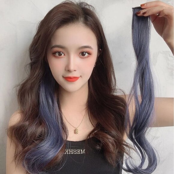 Hair Extension 55cm Synthetic Hairclip Pink & Blue / Hair Extension Set of 2 - Picture 5 of 7